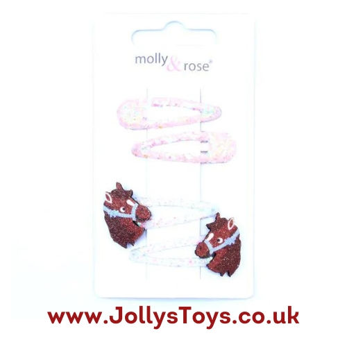 Glittery Horse Snap Hair Clips, 4s